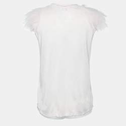 Pre Owned RED Valentino Pink Tulle Sleeve Jersey T-Shirt L