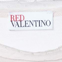 Pre Owned RED Valentino Pink Tulle Sleeve Jersey T-Shirt L