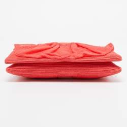 RED Valentino Coral Orange Raffia and Lace Bow Chain Bag