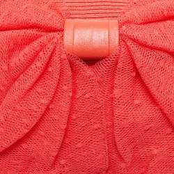 RED Valentino Coral Orange Raffia and Lace Bow Chain Bag