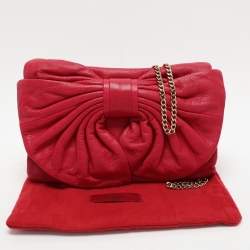RED Valentino Red Leather Bow Flap Shoulder Bag