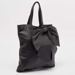 Pre Owned RED Valentino Black Leather Bow Tote