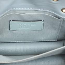 RED Valentino Dusky Blue Patent Leather Grommet Detailed Shoulder Bag