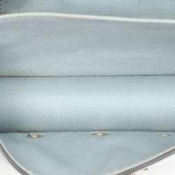 RED Valentino Dusky Blue Patent Leather Grommet Detailed Shoulder Bag