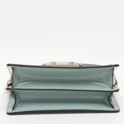 RED Valentino Dusky Blue Patent Leather Grommet Detailed Shoulder Bag