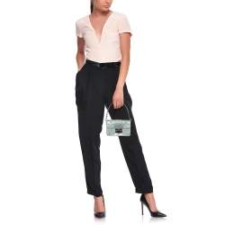 RED Valentino Dusky Blue Patent Leather Grommet Detailed Shoulder Bag