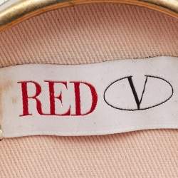 RED Valentino Pink Straw and Leather Daisy Round Chain Purse