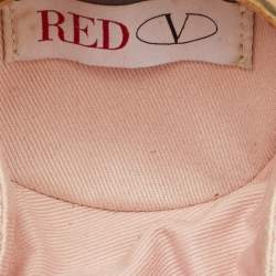 RED Valentino Pink Straw and Leather Daisy Round Chain Purse