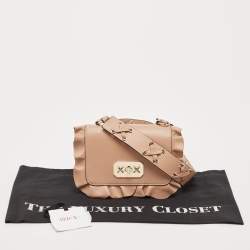 RED Valentino Beige Leather Rock Ruffles Crossbody Bag