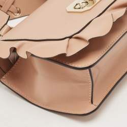 RED Valentino Beige Leather Rock Ruffles Crossbody Bag