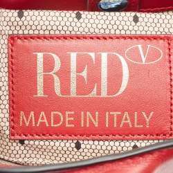 RED Valentino Red Leather Ruffle Hobo