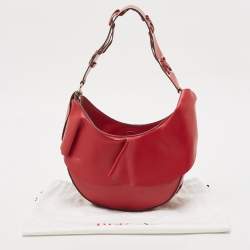 RED Valentino Red Leather Ruffle Hobo