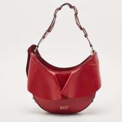 RED Valentino Red Leather Ruffle Hobo