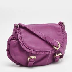 RED Valentino Pink Magenta Leather Ruffle Flap Crossbody Bag