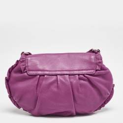 RED Valentino Pink Magenta Leather Ruffle Flap Crossbody Bag