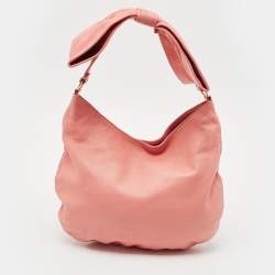 RED Valentino Coral Pink Leather Bow Hobo