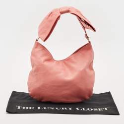 RED Valentino Coral Pink Leather Bow Hobo