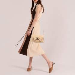 RED Valentino Beige Leather Bow Fold Over Chain Shoulder Bag