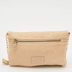 RED Valentino Beige Leather Bow Fold Over Chain Shoulder Bag