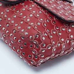 Pre Owned RED Valentino Red Leather Flower Puzzle Shoulder Bag