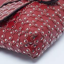 Pre Owned RED Valentino Red Leather Flower Puzzle Shoulder Bag