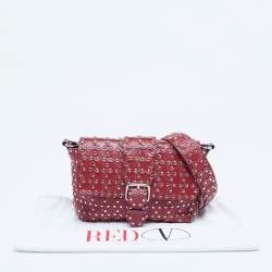 Pre Owned RED Valentino Red Leather Flower Puzzle Shoulder Bag