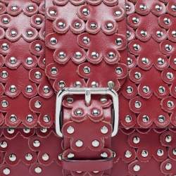 Pre Owned RED Valentino Red Leather Flower Puzzle Shoulder Bag