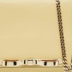 Pre Owned RED Valentino Light Yellow Leather Bow Chain Clutch