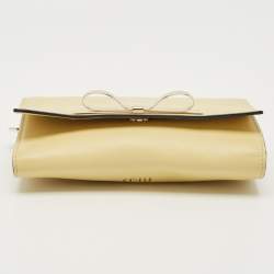 Pre Owned RED Valentino Light Yellow Leather Bow Chain Clutch
