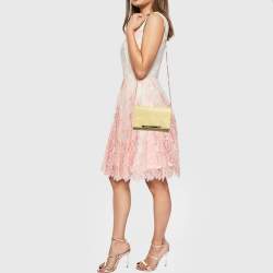 Pre Owned RED Valentino Light Yellow Leather Bow Chain Clutch