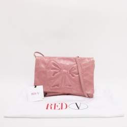 Pre Owned RED Valentino Pink Leather Bow Crossbody Bag