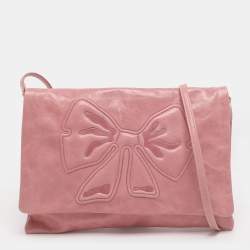 Pre Owned RED Valentino Pink Leather Bow Crossbody Bag