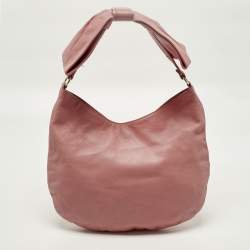 Pre Owned حقيبة هوبو جلد زهري بفِيُونكة ريد فالنتينو