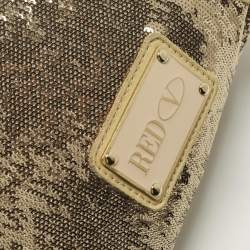 مملوكة مسبقًا RED Valentino Small Gold/Cream Sequins Drawstring Backpack