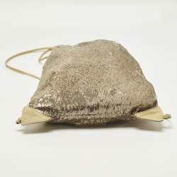 مملوكة مسبقًا RED Valentino Small Gold/Cream Sequins Drawstring Backpack