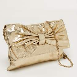 مملوكة مسبقًا حقيبة كلتش ريد فا لنتينو بوو سلسلة جلد ذهبية