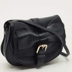 Pre Owned RED Valentino Bow Navy Blue Leather Crossbody Bag