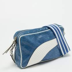 مملوكة مسبقًا RED Valentino x Puma Blue/White Perforated Leather Camera Shoulder Bag