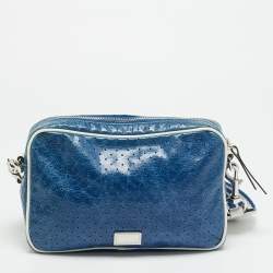 مملوكة مسبقًا RED Valentino x Puma Blue/White Perforated Leather Camera Shoulder Bag