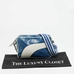 مملوكة مسبقًا RED Valentino x Puma Blue/White Perforated Leather Camera Shoulder Bag