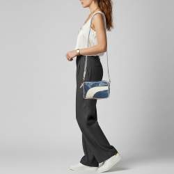 مملوكة مسبقًا RED Valentino x Puma Blue/White Perforated Leather Camera Shoulder Bag