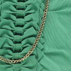 Pre Owned RED Valentino Bow Applique Green Nylon Chain Clutch