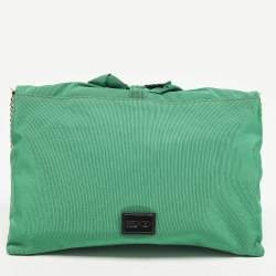 Pre Owned RED Valentino Bow Applique Green Nylon Chain Clutch