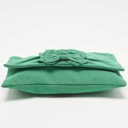 Pre Owned RED Valentino Bow Applique Green Nylon Chain Clutch