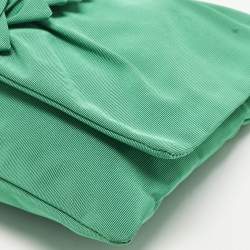 Pre Owned RED Valentino Bow Applique Green Nylon Chain Clutch