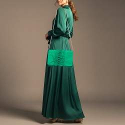 Pre Owned RED Valentino Bow Applique Green Nylon Chain Clutch