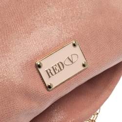Red Valentino Pink Textured Leather Bow Flap Chain  Shoulder Bag