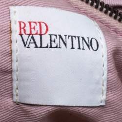 Pre Owned Red Valentino Light Brown/Metallic Gold Sequin and Leather Bow Crossbody Bag