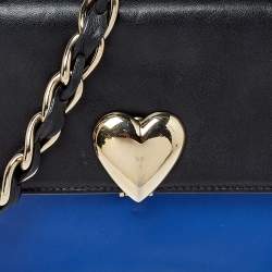 RED Valentino Blue/Black Leather Flap Shoulder Bag