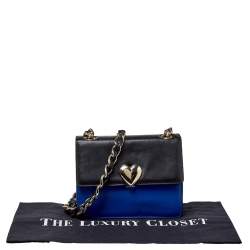 RED Valentino Blue/Black Leather Flap Shoulder Bag
